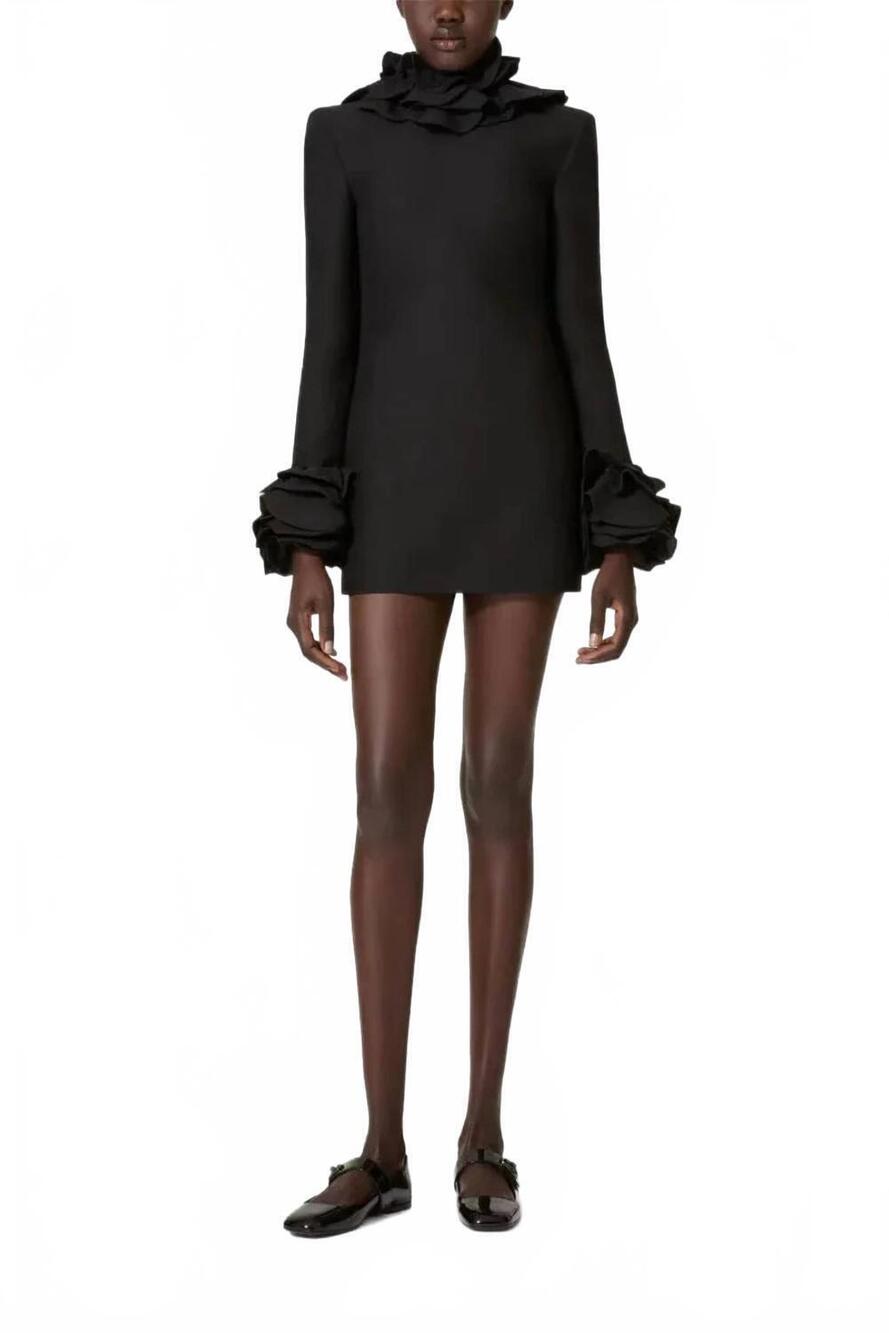 NEW VALENTINO GARAVANI long-sleeve ruffled mini dress in black